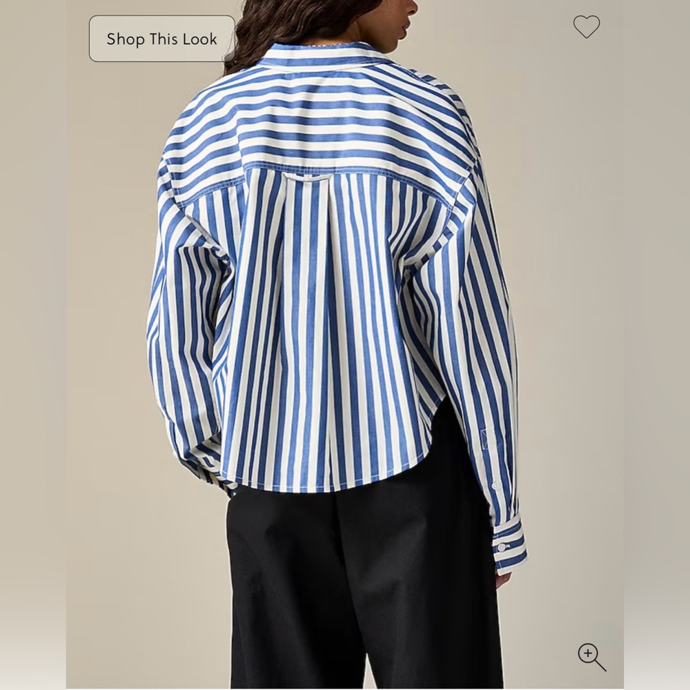 J.Crew Étienne cropped button-up shirt in striped cotton poplin - Picture 3 of 8